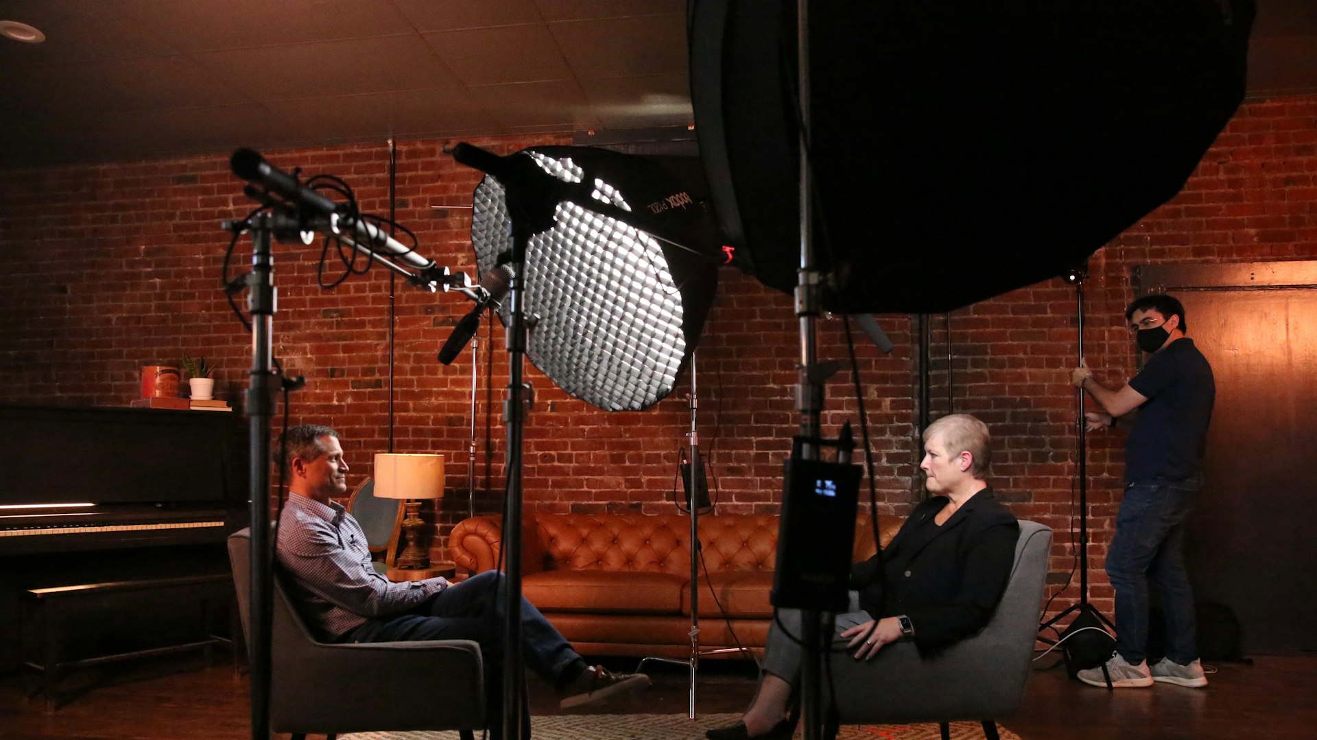 Behind the scenes on a Vantage Media interview shoot